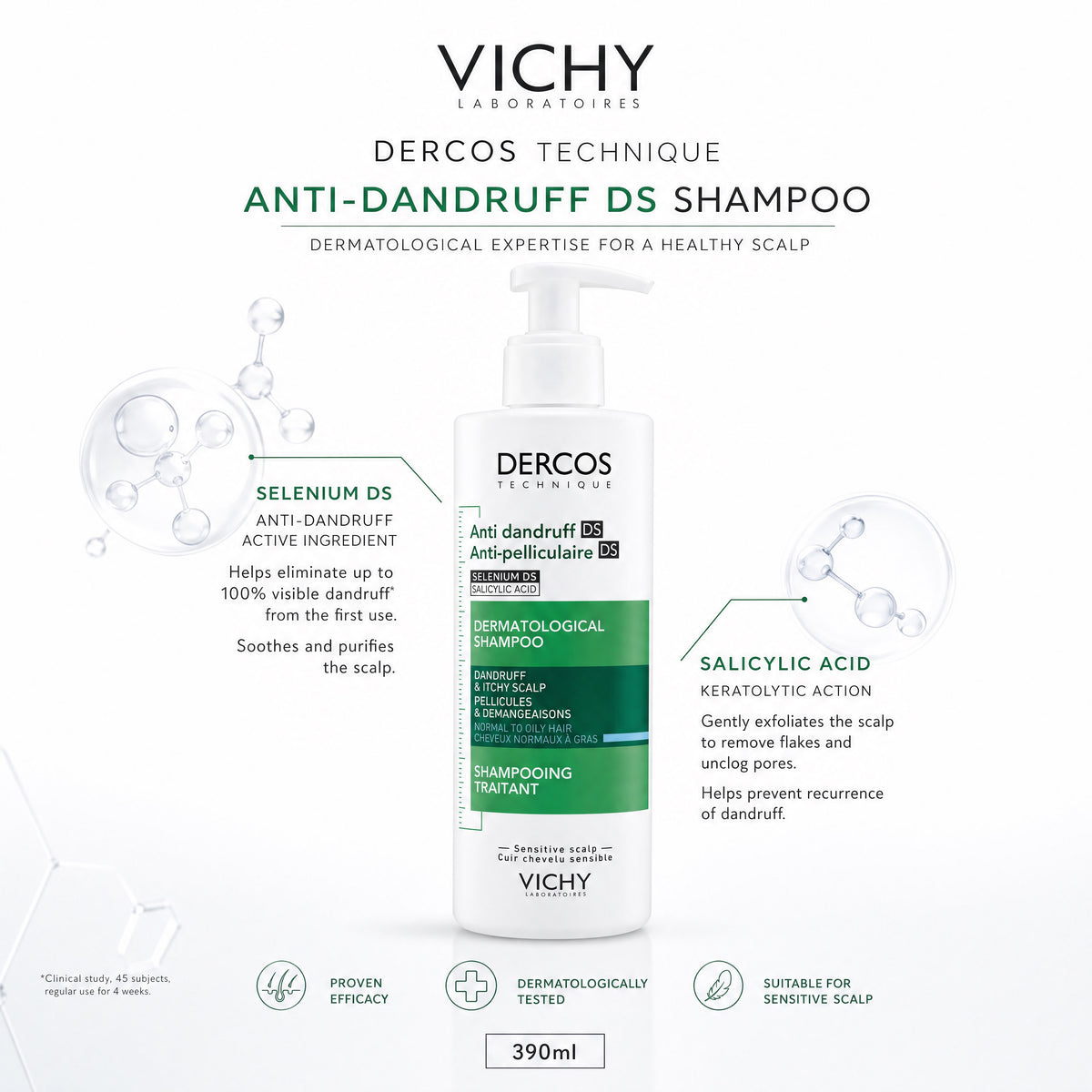Vichy Dercos DS Shampoo Active Ingredients Selenium DS and Salicylic Acid
