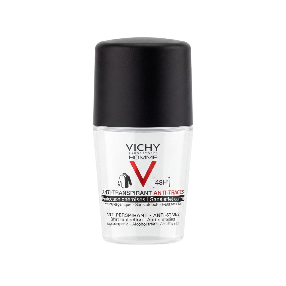 Vichy Homme Anti-Perspirant Anti-Stains Roll-On 50ml – Front
