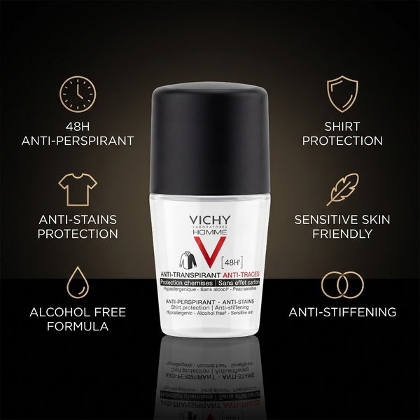 Vichy Homme Anti-Perspirant Anti-Stains Roll-On 50ml – Info