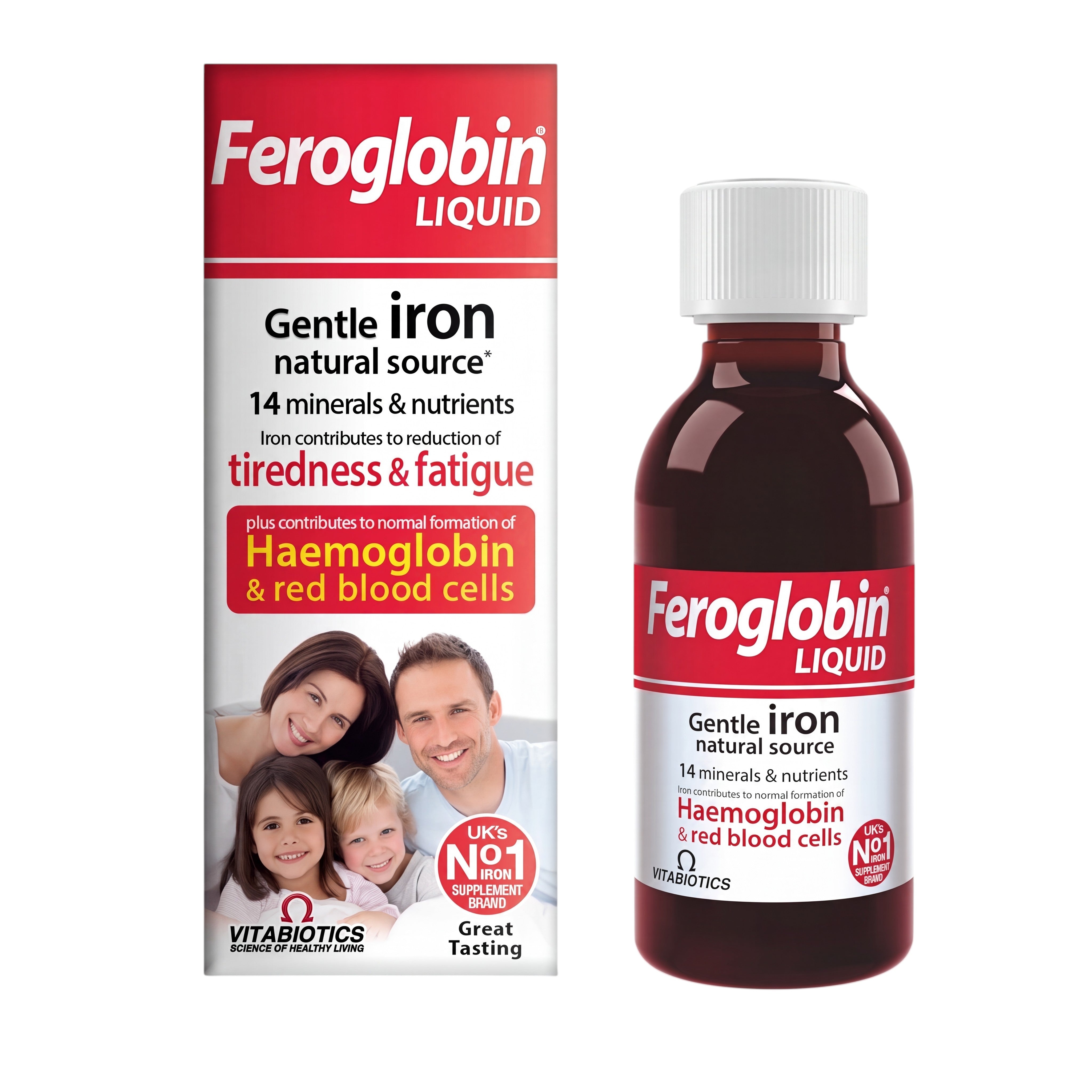 Vitabiotics Feroglobin Liquid Iron Supplement 200ml – Bottle & Box Front