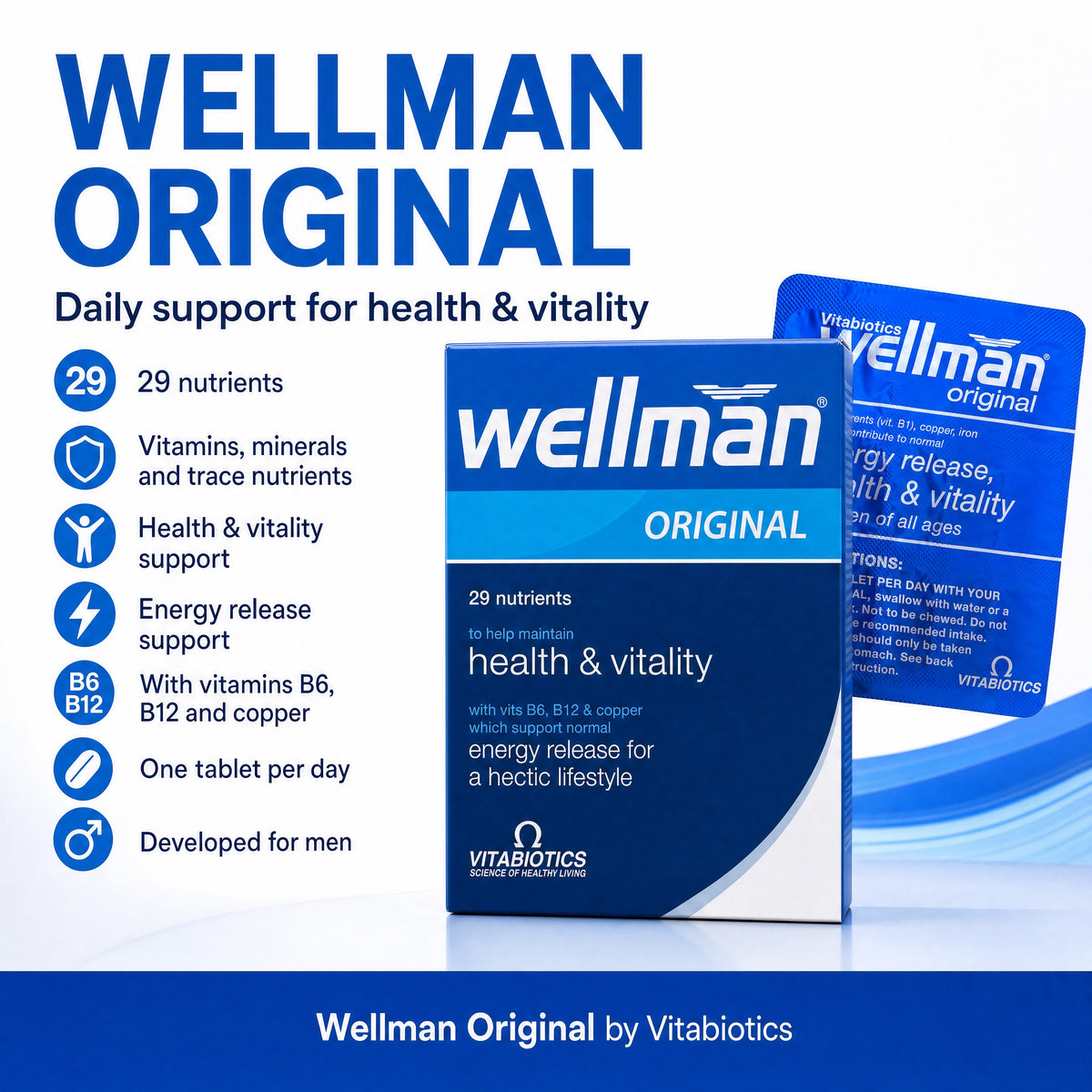 Vitabiotics Wellman Original Men's Multivitamin – 29 Nutrients