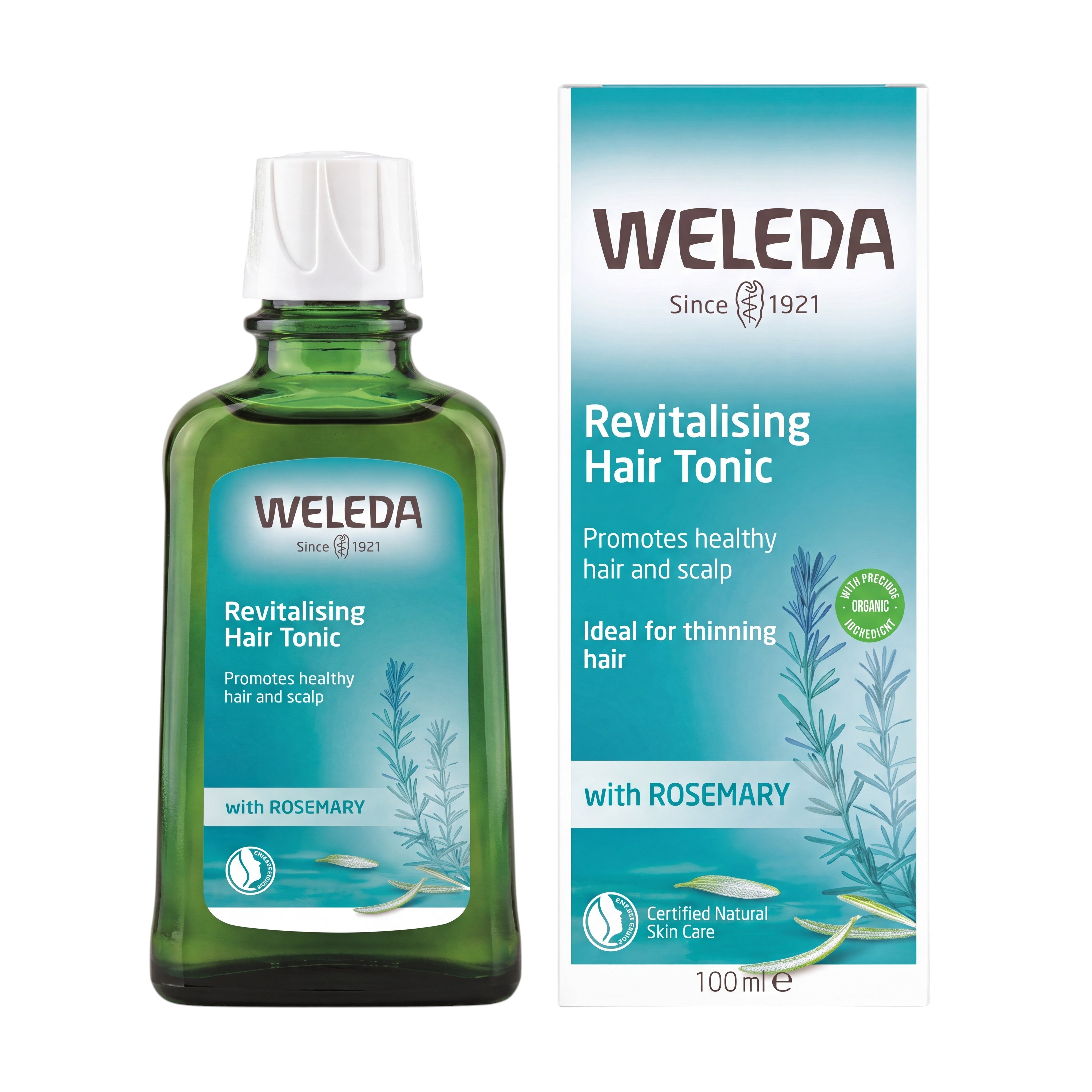 Weleda Revitalising Hair Tonic with Rosemary 100ml – Bottle & Box Front