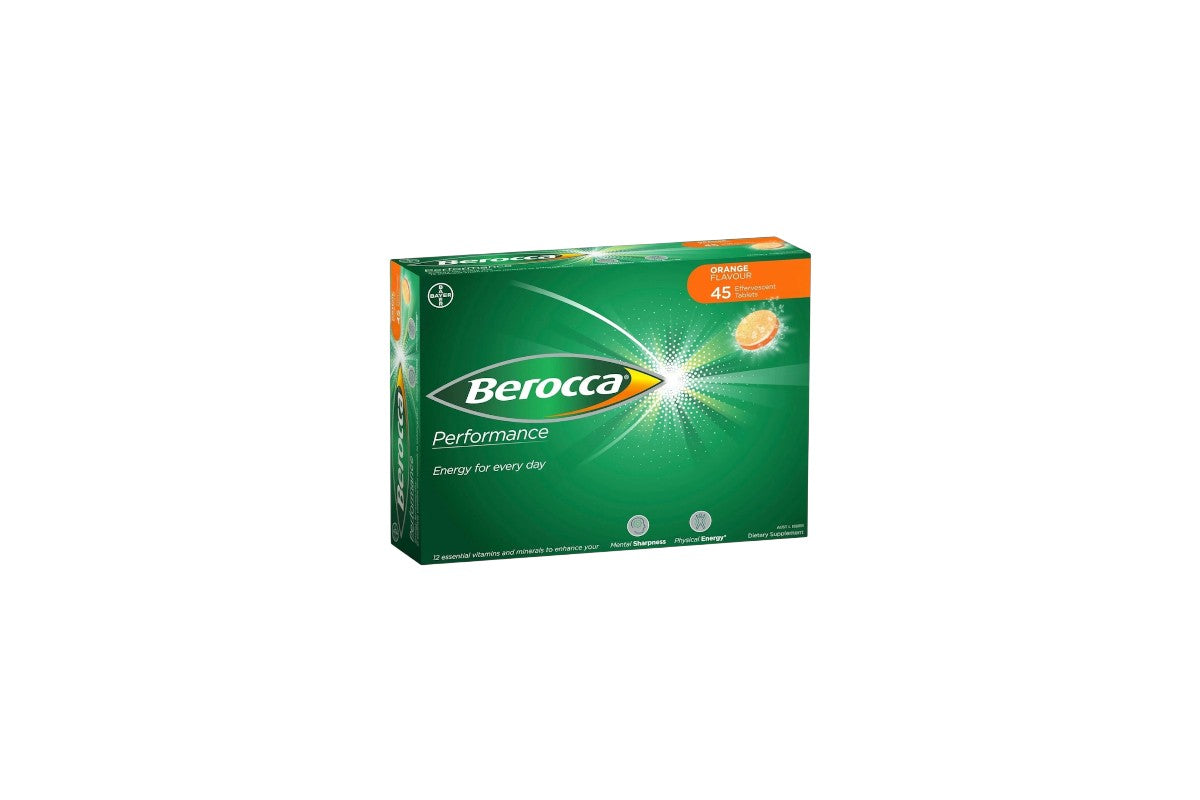 Berocca Orange 45 Effervescent Tablets by Upolife – energy and mental performance supplement