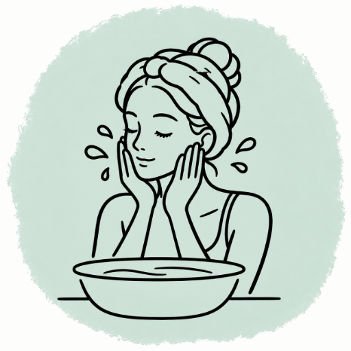 Woman washing her face with cupped hands
