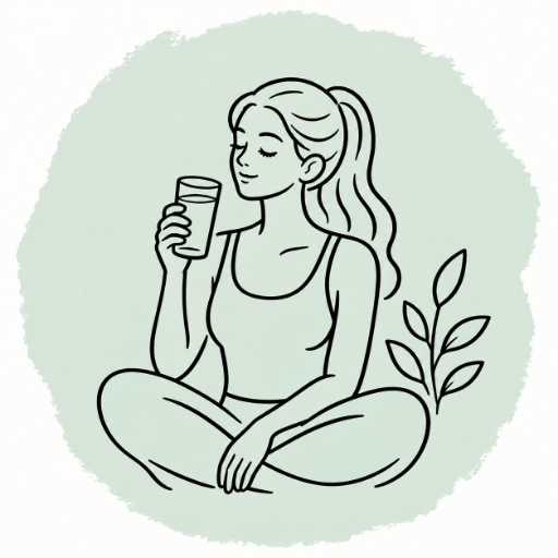 Woman seated comfortably holding a glass of water