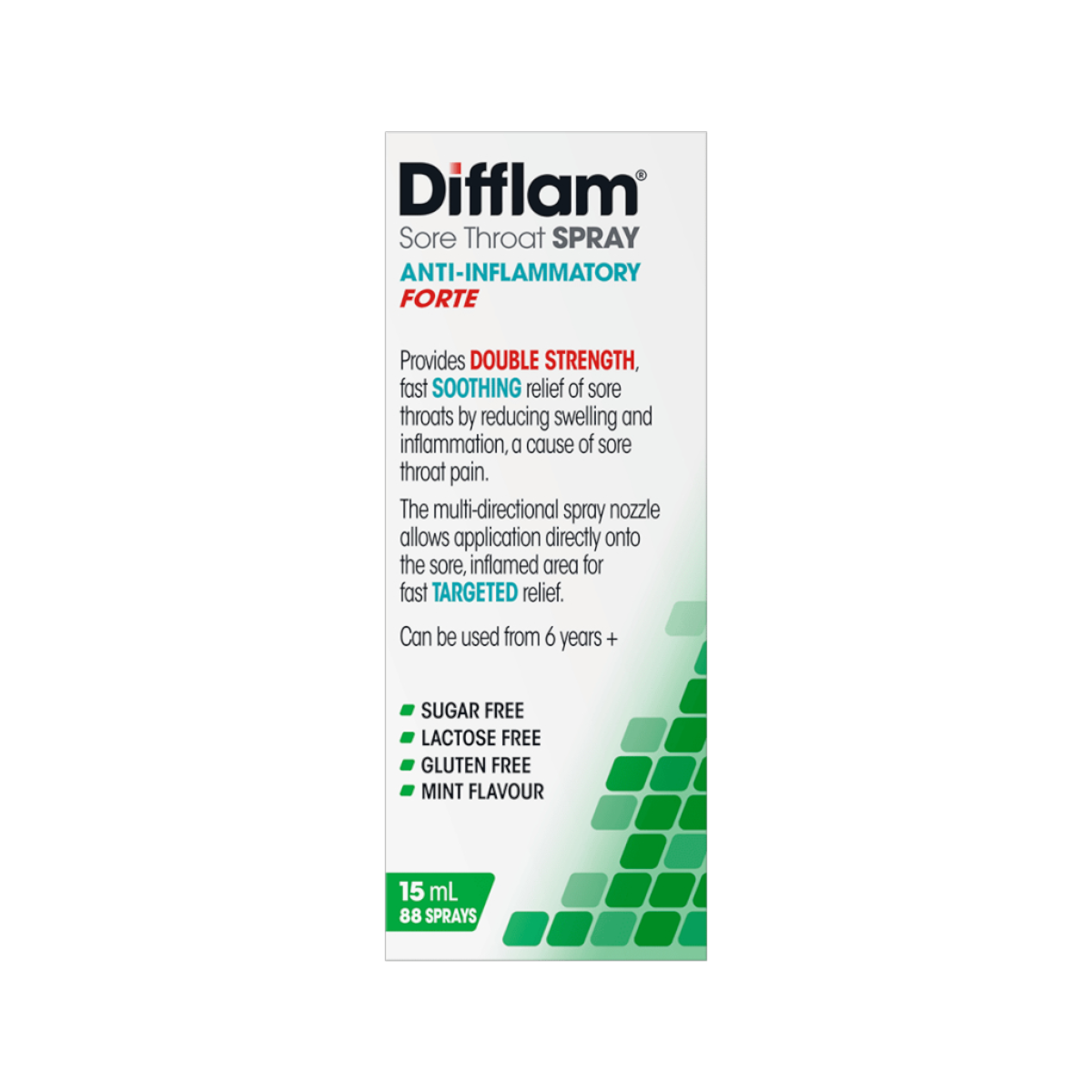 Difflam Forte 15ml Sore Throat Spray – Fast Anti-Inflammatory Relief | Mint Flavour | UpoLife®