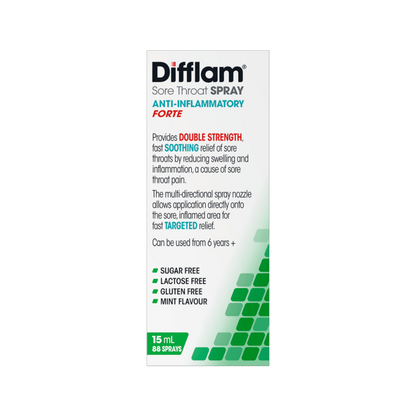Difflam Forte 15ml Sore Throat Spray – Fast Anti-Inflammatory Relief | Mint Flavour | UpoLife®