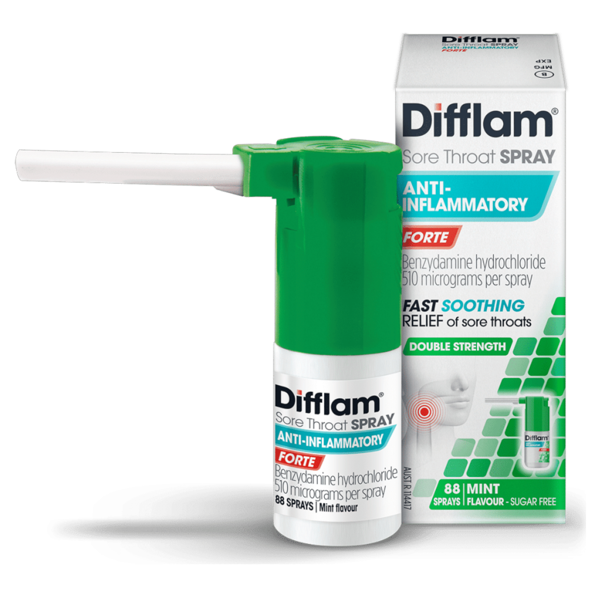 Difflam Forte 15ml Sore Throat Spray – Fast Anti-Inflammatory Relief | Mint Flavour | UpoLife®