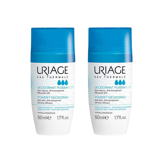 Uriage Power 3 Deodorant Roll-On 50ml × 2 – Long-Lasting Anti-Odor & Antiperspirant | UpoLife®