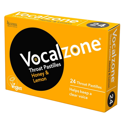 Vocalzone Throat Pastilles – Honey & Lemon (24 Count)