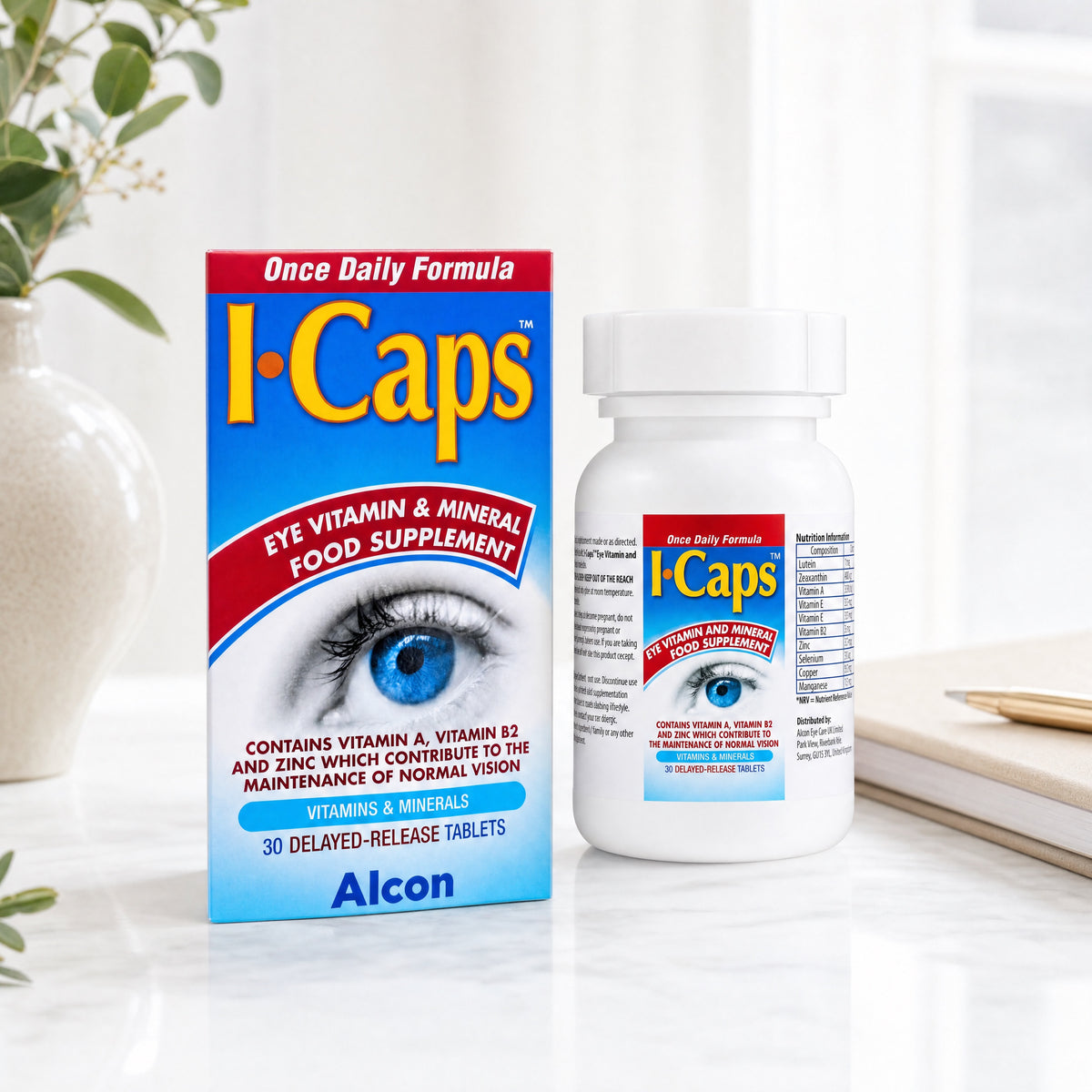Alcon I-Caps Eye Vitamin & Mineral Supplement – Bottle and Box