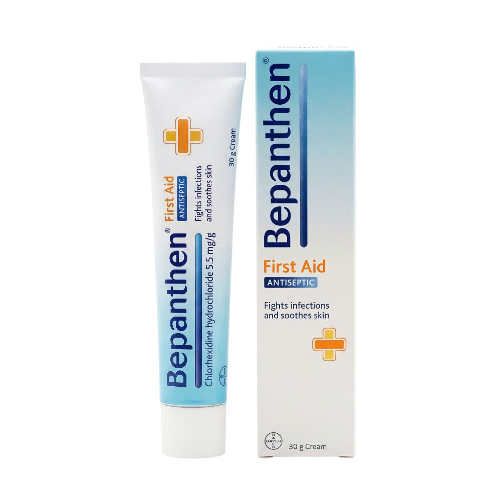 Bepanthen First Aid Antiseptic Cream 30g – Front Box and Tube