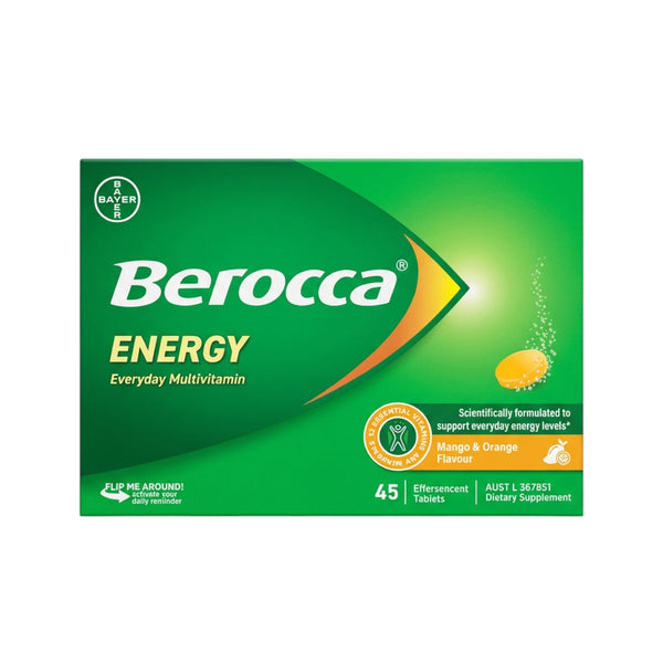 Berocca Energy Mango & Orange 45 Tablets – Front