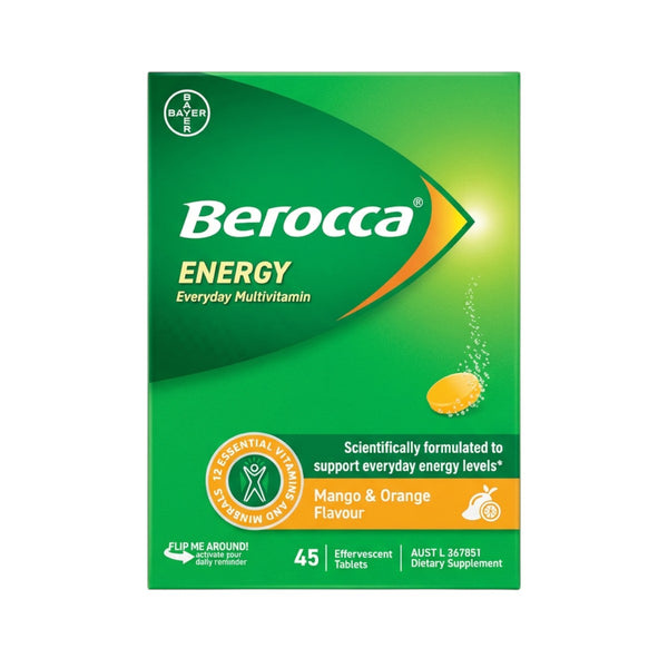 Berocca Energy Everyday Multivitamin Mango & Orange Effervescent Tablets 45