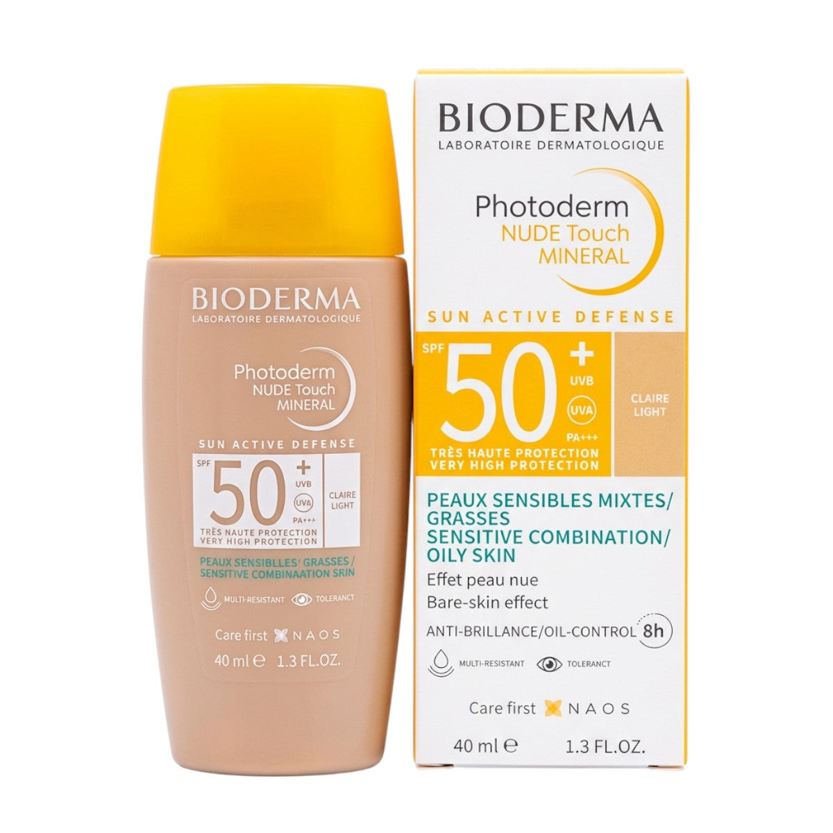 Bioderma Photoderm Nude Touch Mineral SPF50+ Light – Packaging and bottle