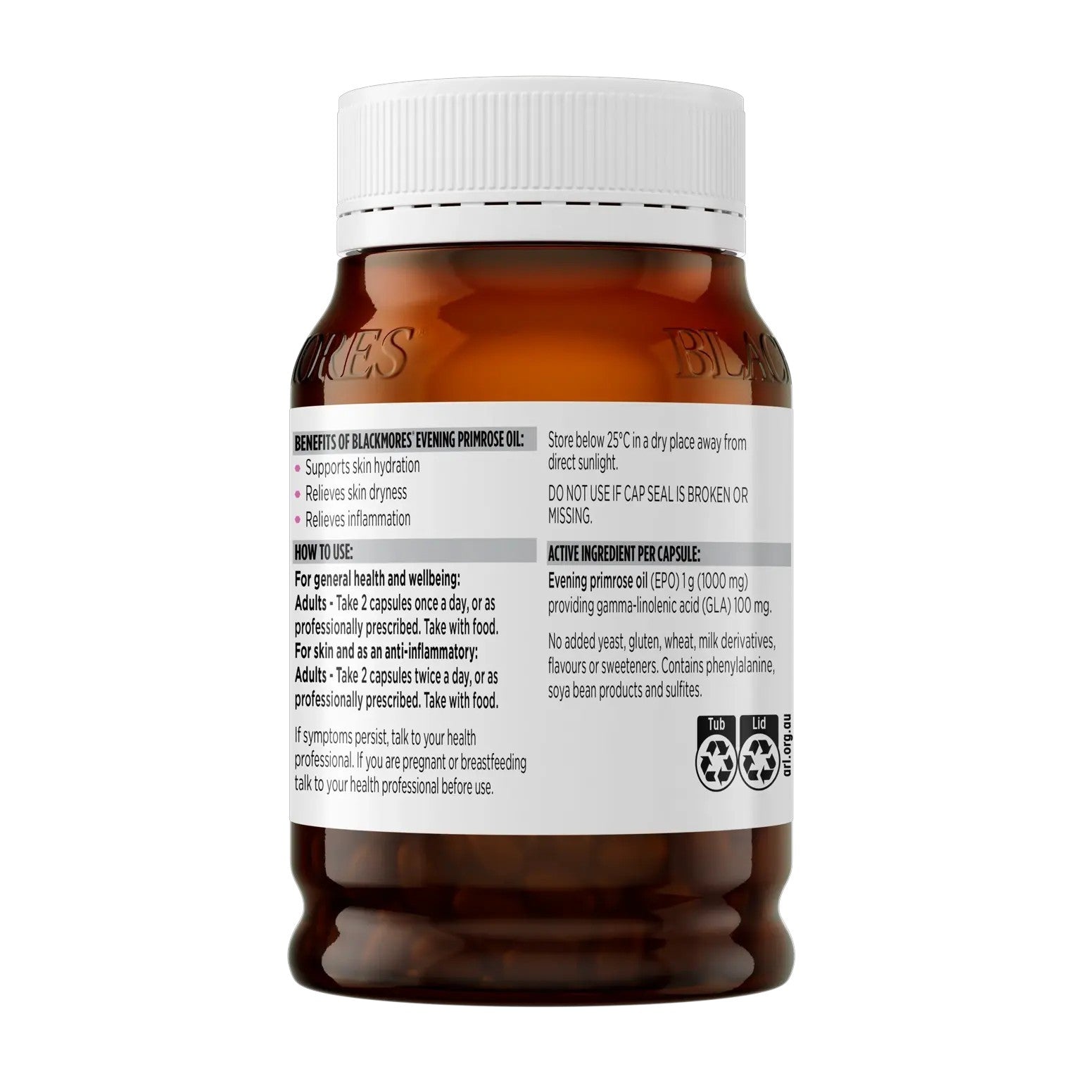 Blackmores Evening Primrose Oil 1000mg 190 Capsules – Back