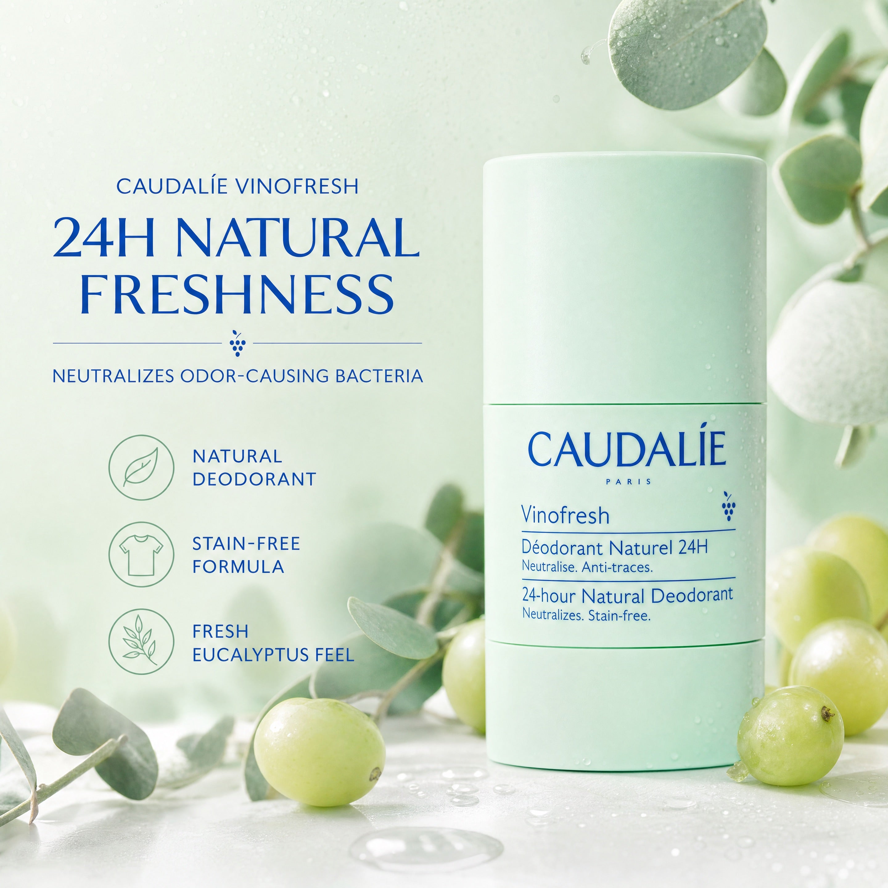 Caudalie Vinofresh Natural Stick Deodorant 50g – 24H Freshness Benefits