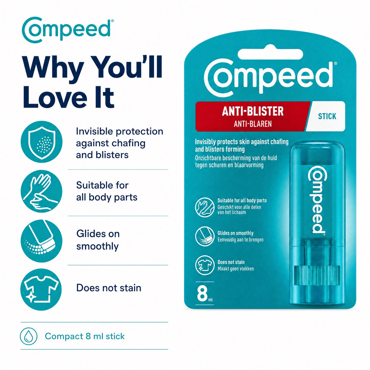 Compeed Anti-Blister Stick 8ml – Anti-Chafing Benefits