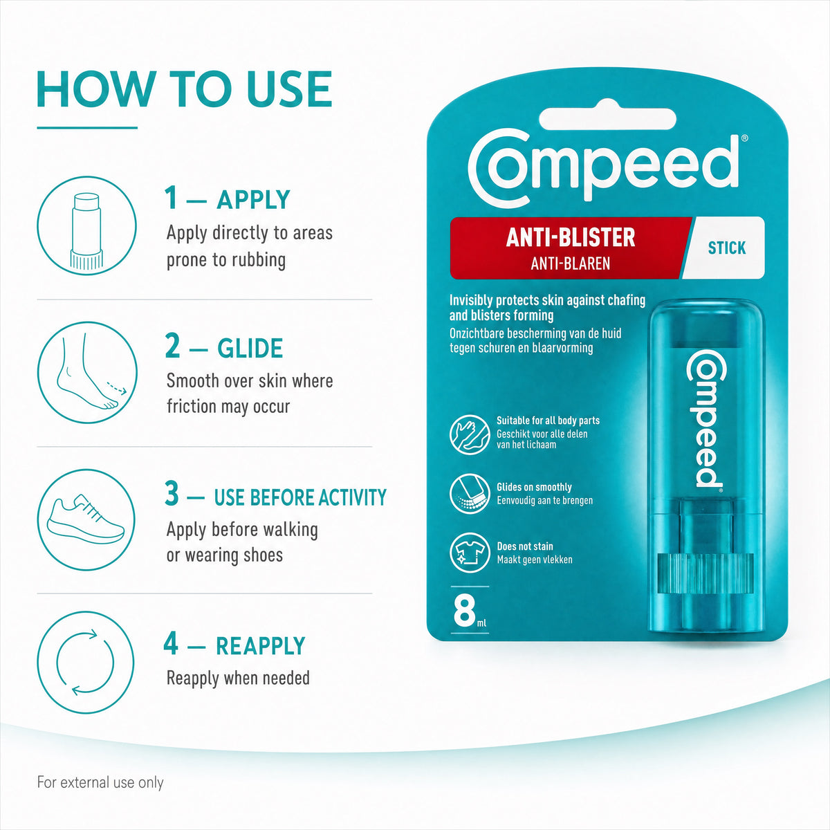 Compeed Anti-Blister Stick 8ml – How to Use
