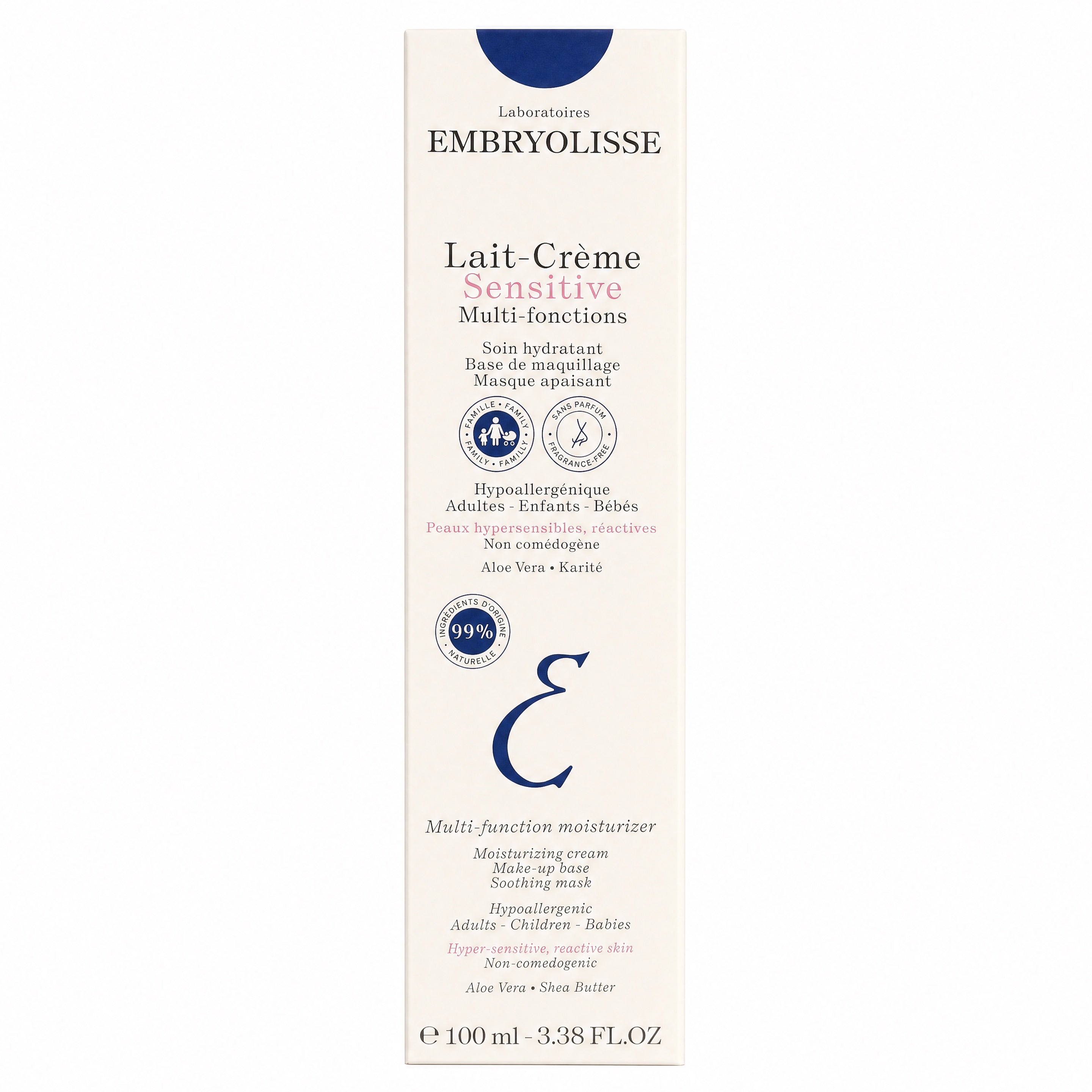 Embryolisse Lait-Crème Sensitive Fragrance-Free 100 ml – Box Front