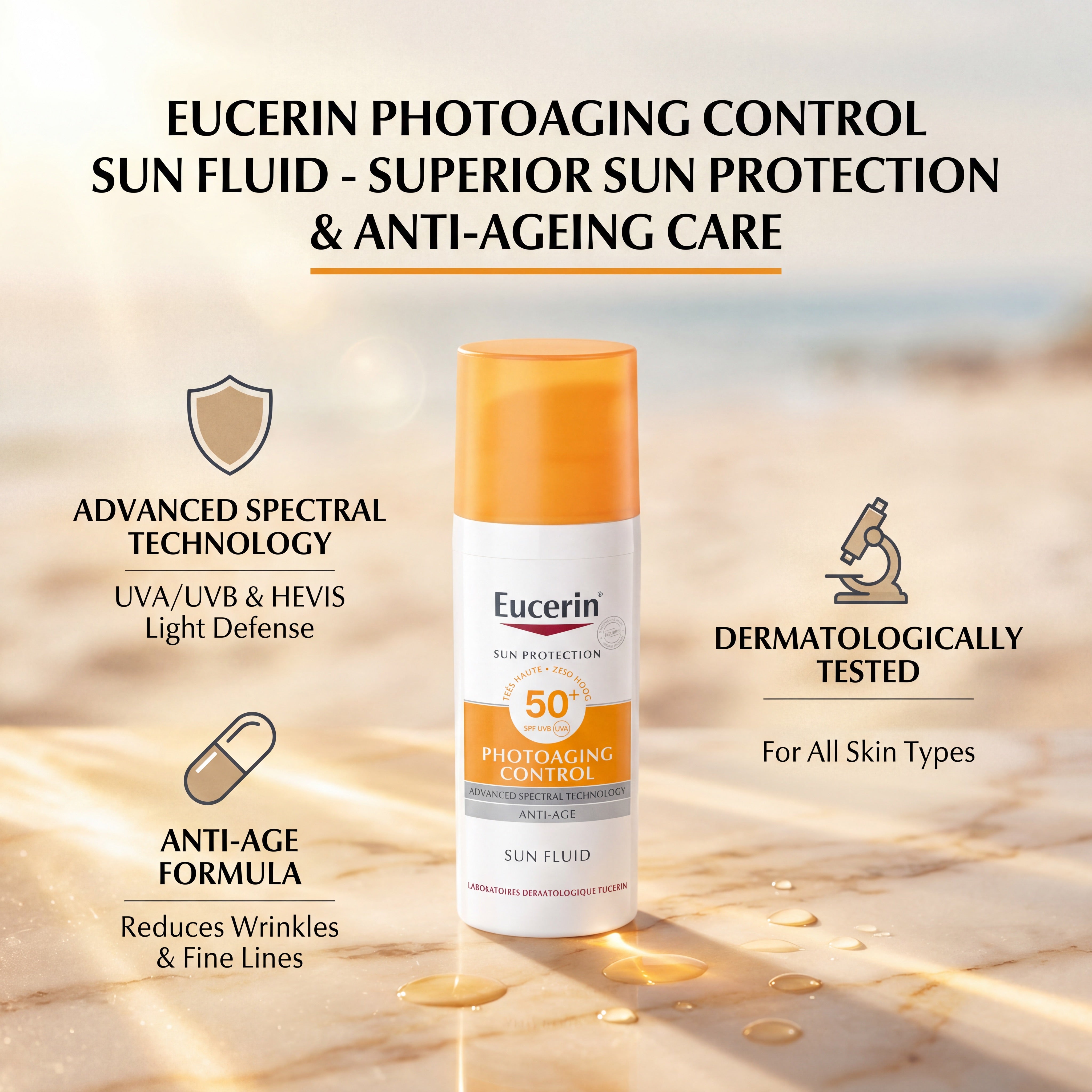 Eucerin Photoaging Control Sun Fluid SPF50+ – Benefits
