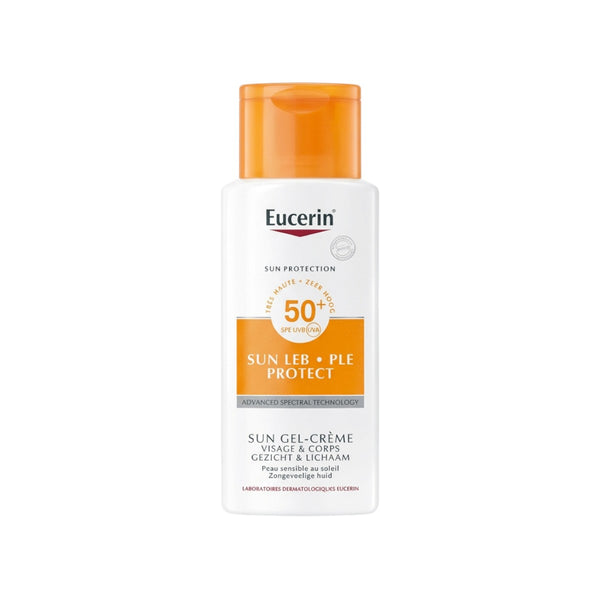 Eucerin Sun Gel-Creme LEB PLE Protect SPF 50+ sunscreen front bottle