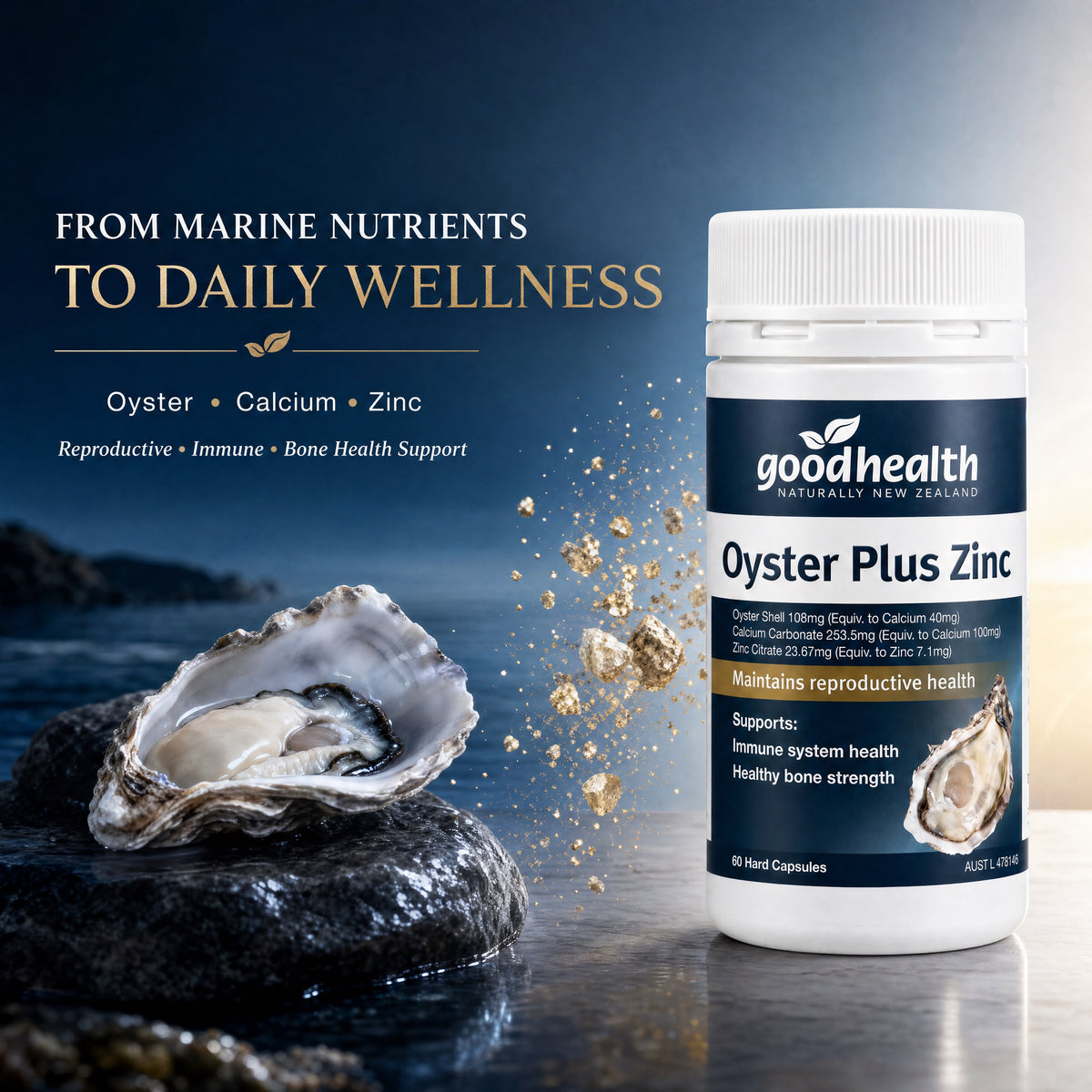 Good Health Oyster Plus Zinc 60 Capsules – Marine Mineral Wellness Formula