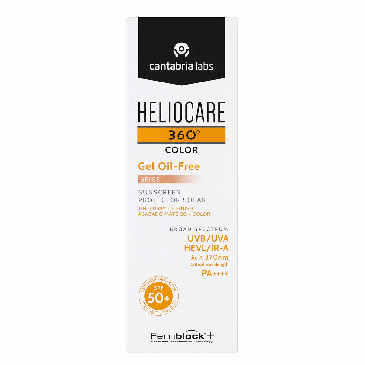 Heliocare 360 Color Gel Oil-Free Beige SPF 50+ 50 ml – Box Front