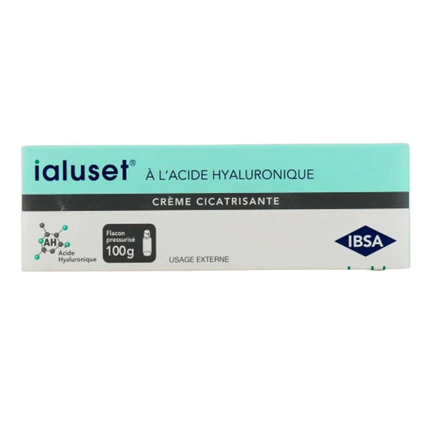 Ialuset Hyaluronic Acid Cream 100g tube and box – hydrating protective skin care