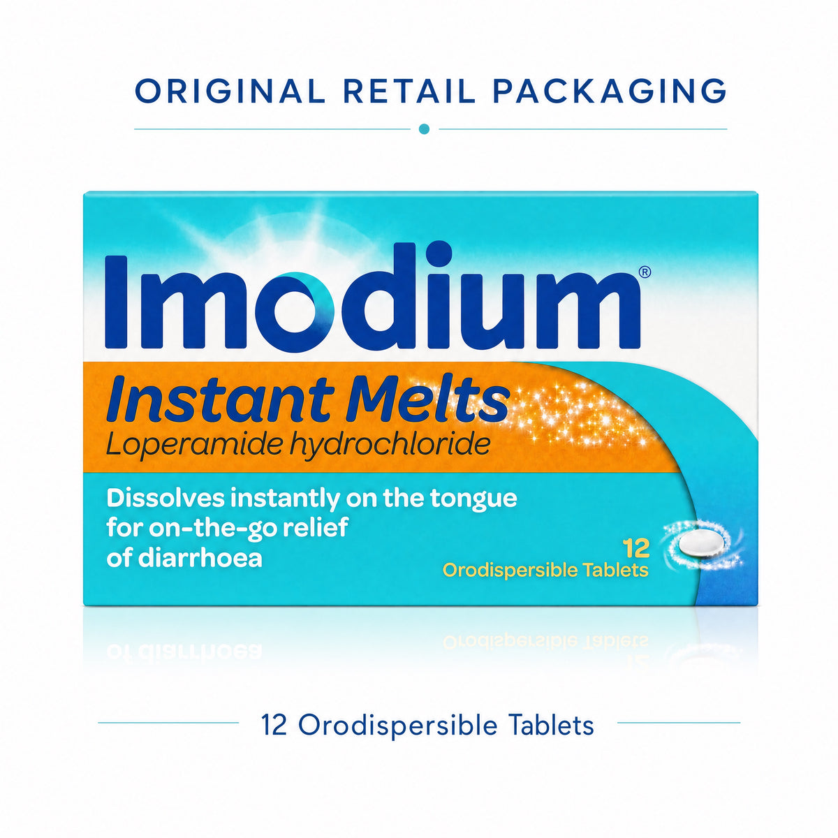 Imodium Instant Melts Loperamide 2mg 12 Tablets – Original Retail Pack