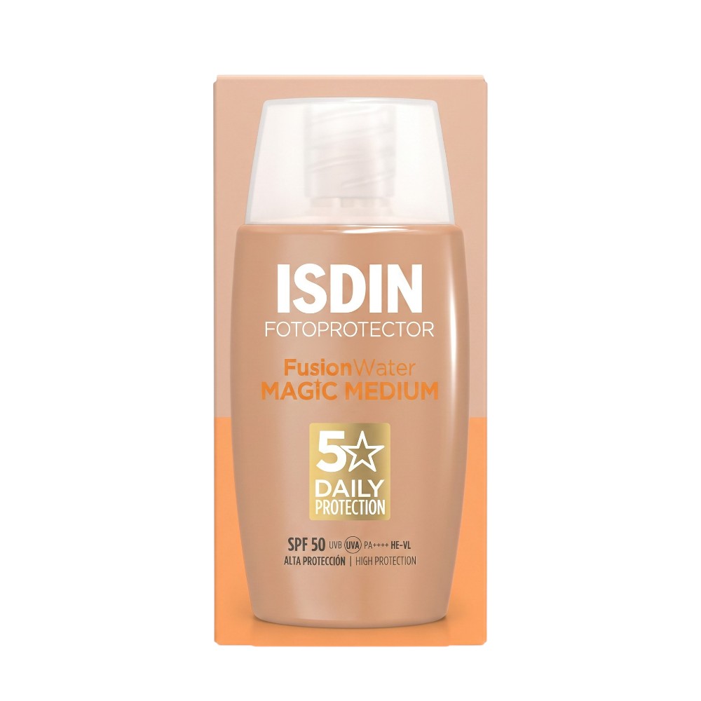 ISDIN Fusion Water Magic Medium SPF50 50ml – Box Front