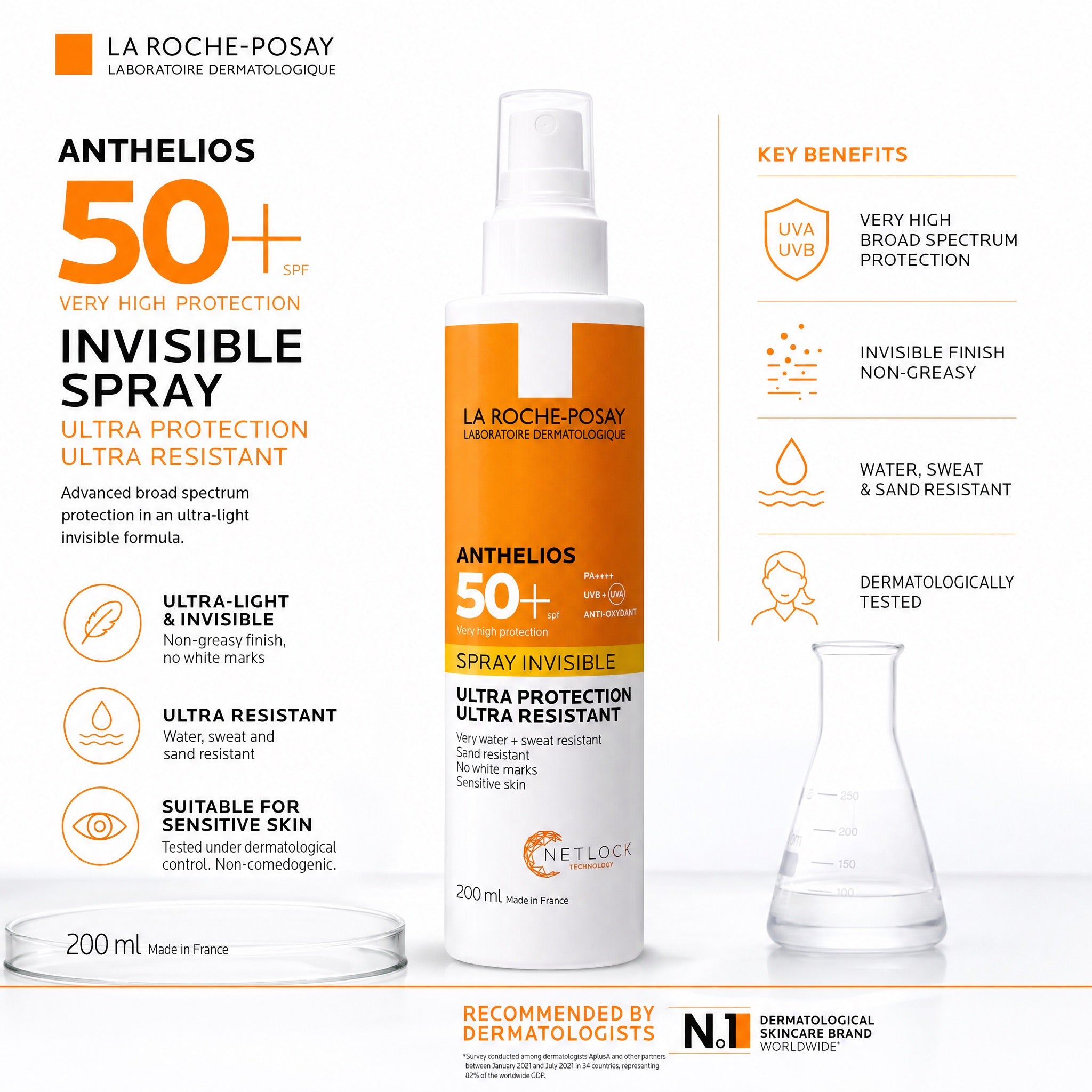 La Roche-Posay Anthelios Invisible Spray SPF50+ 200ml Key Benefits and Features