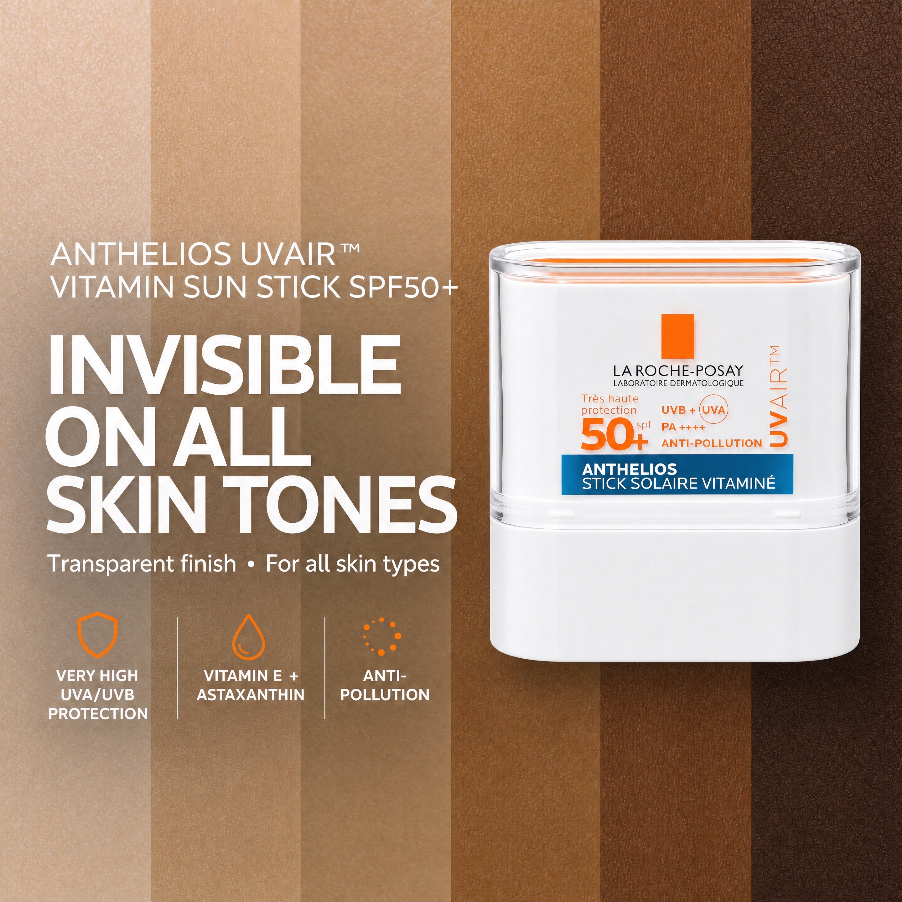 La Roche-Posay Anthelios UVAIR Vitamin Sun Stick SPF50+ – Invisible Finish Benefits
