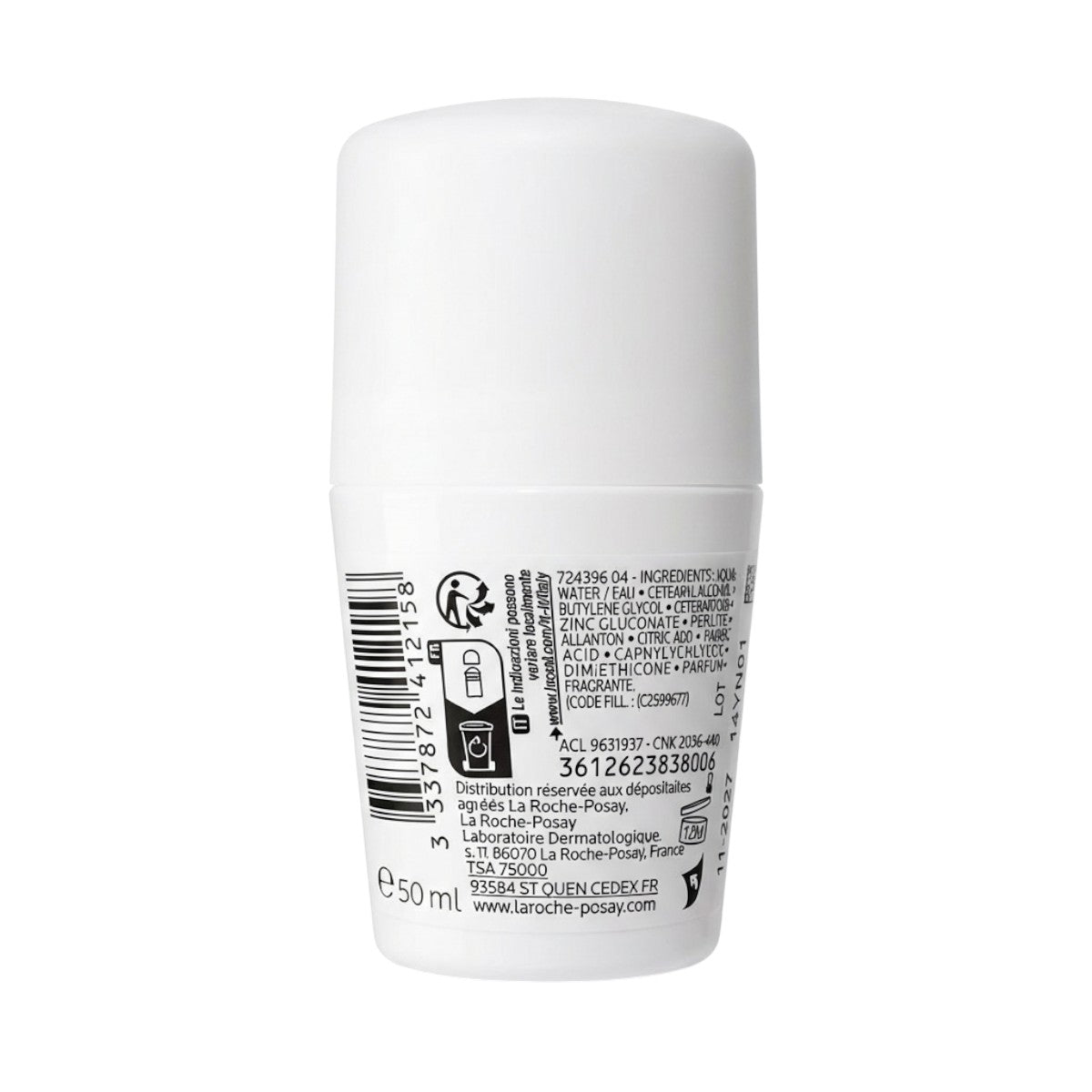 La Roche-Posay Deodorant 24H Sensitive Skin Roll-On – Back Label