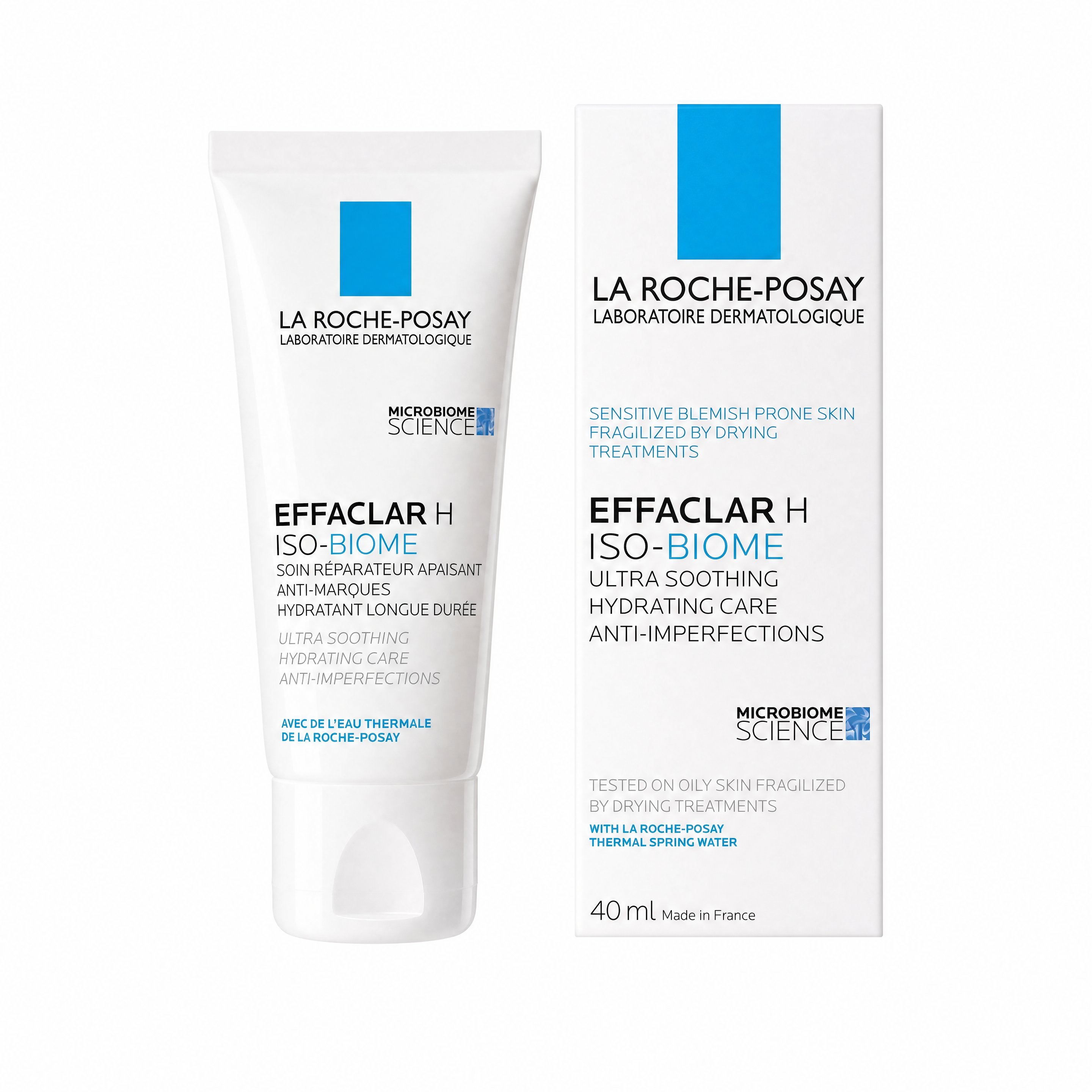 La Roche-Posay Effaclar H ISO-BIOME 40 ml hydrating care for sensitive blemish-prone skin – tube and box
