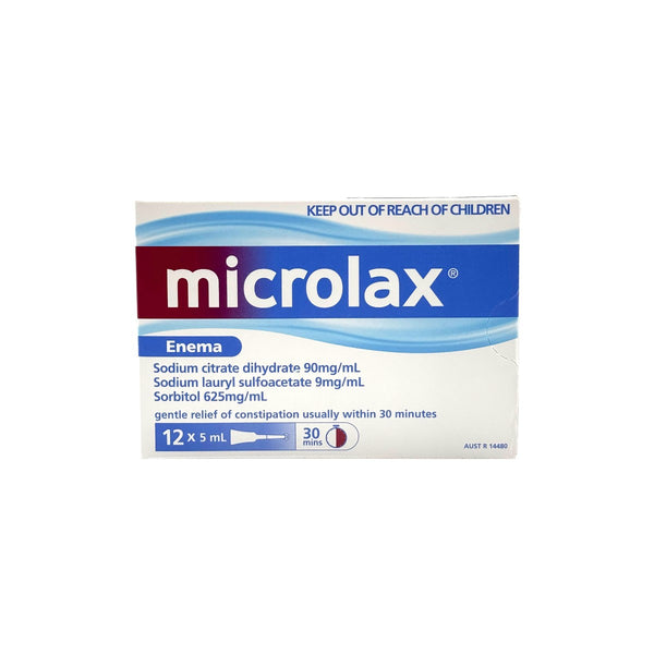 Microlax Enema 12 x 5mL front of box
