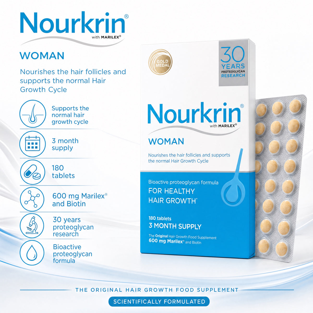 Nourkrin Woman with Marilex 180 Tablets – Hair Nutrition Benefits