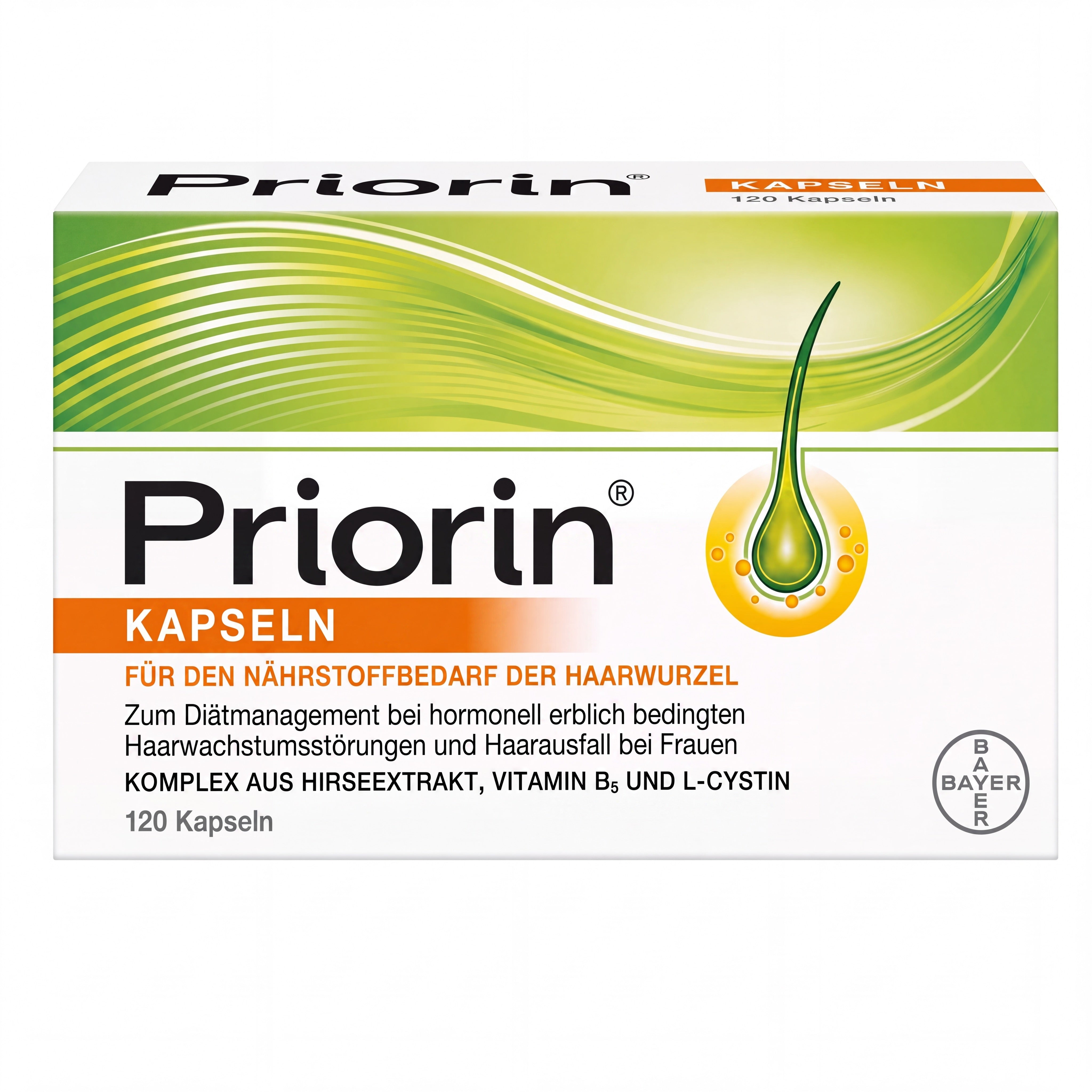 Priorin Hair Growth Capsules 120 Capsules by Bayer – Front Product View