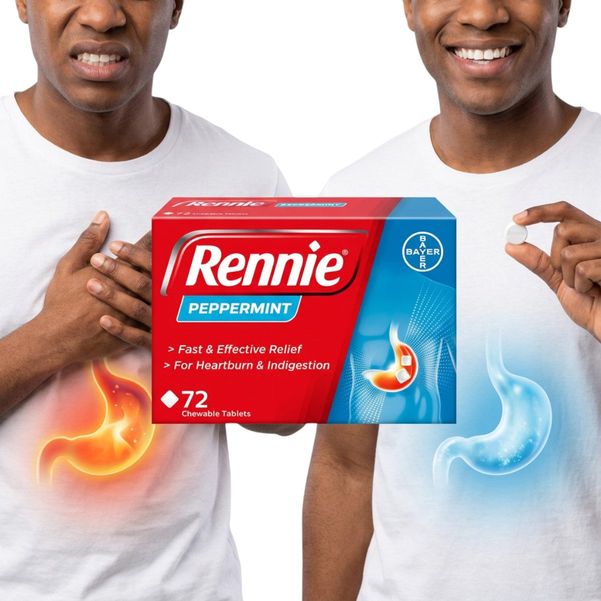 Rennie Peppermint Tablets – Fast Relief from Heartburn, Indigestion and Acid Reflux