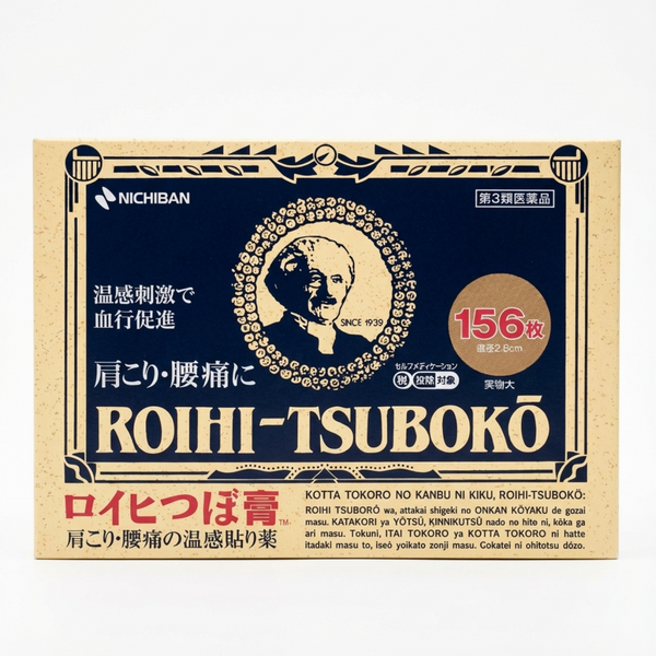 Roihi-Tsuboko heating pain relief plasters box front view 156 patches