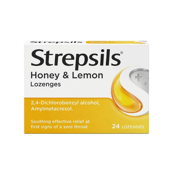 Strepsils Honey & Lemon Lozenges 24 Pack – Front View