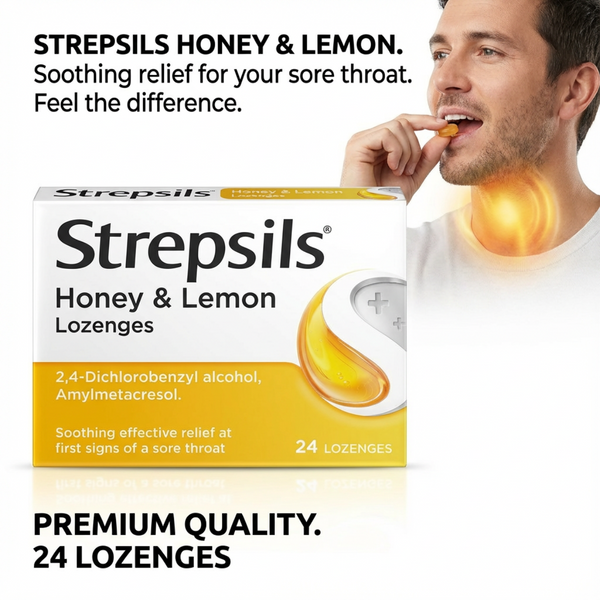 Strepsils Honey & Lemon Lozenges – In Use for Sore Throat Relief