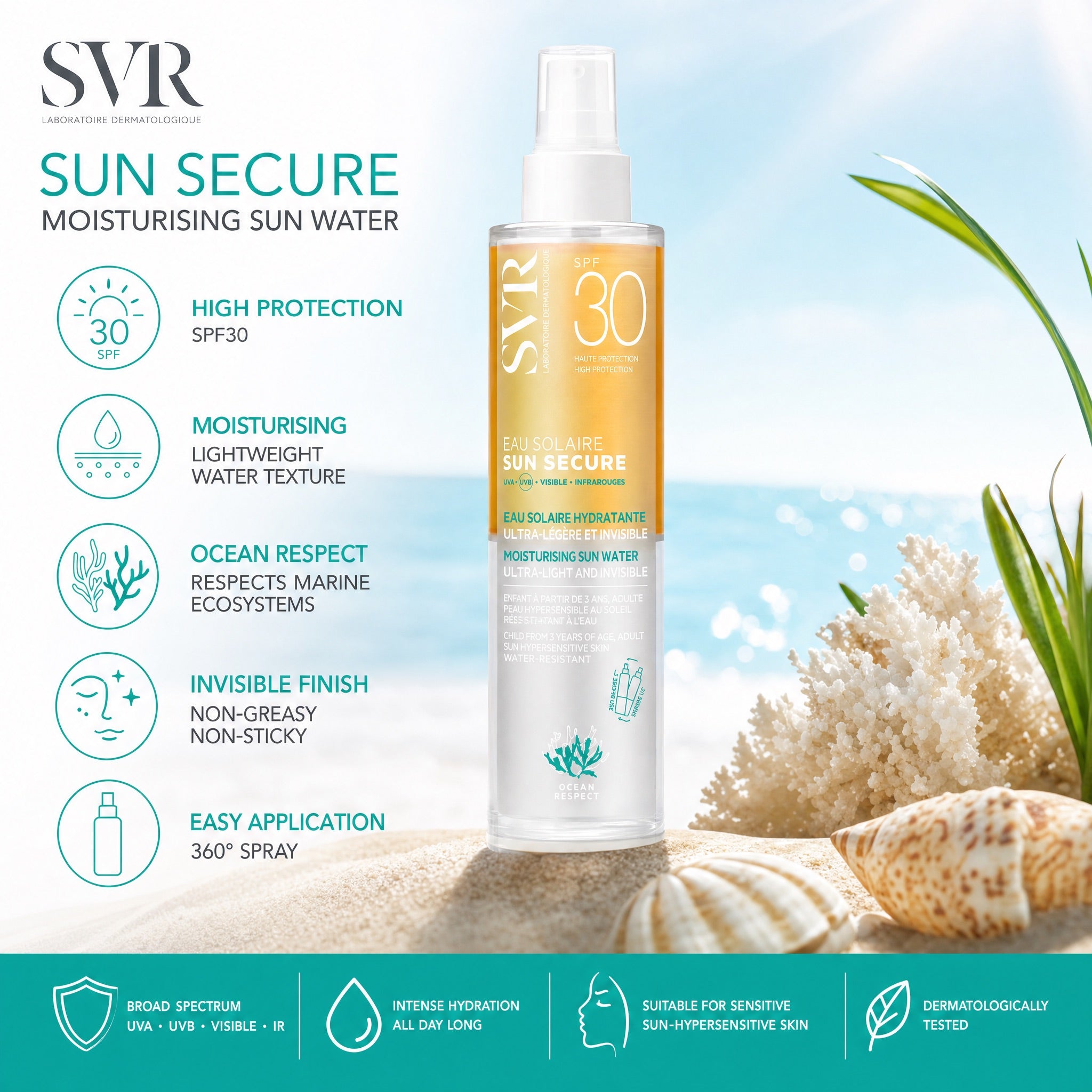 SVR Sun Secure Moisturising Sun Water SPF30 – Hydrating Broad Spectrum Sun Protection Benefits
