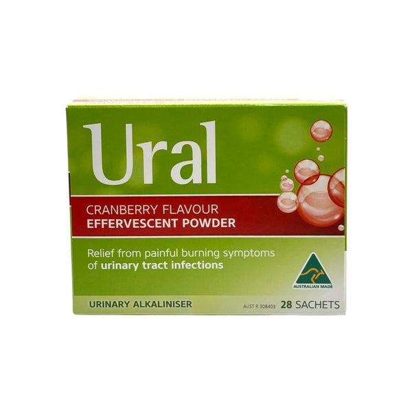 Ural Cranberry Flavour Effervescent Powder 28 sachets front of box