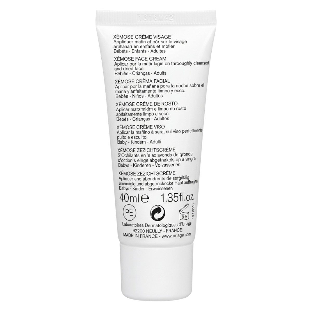 Uriage Xémose Face Cream 40ml – Back Tube