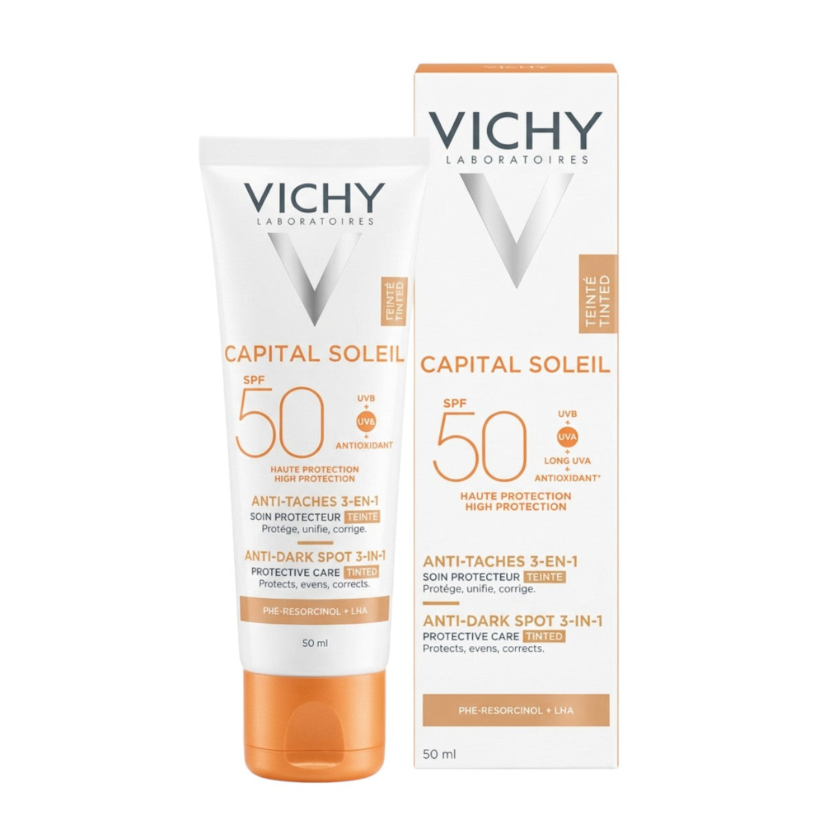Vichy Capital Soleil SPF 50 Tinted – Tube and Box