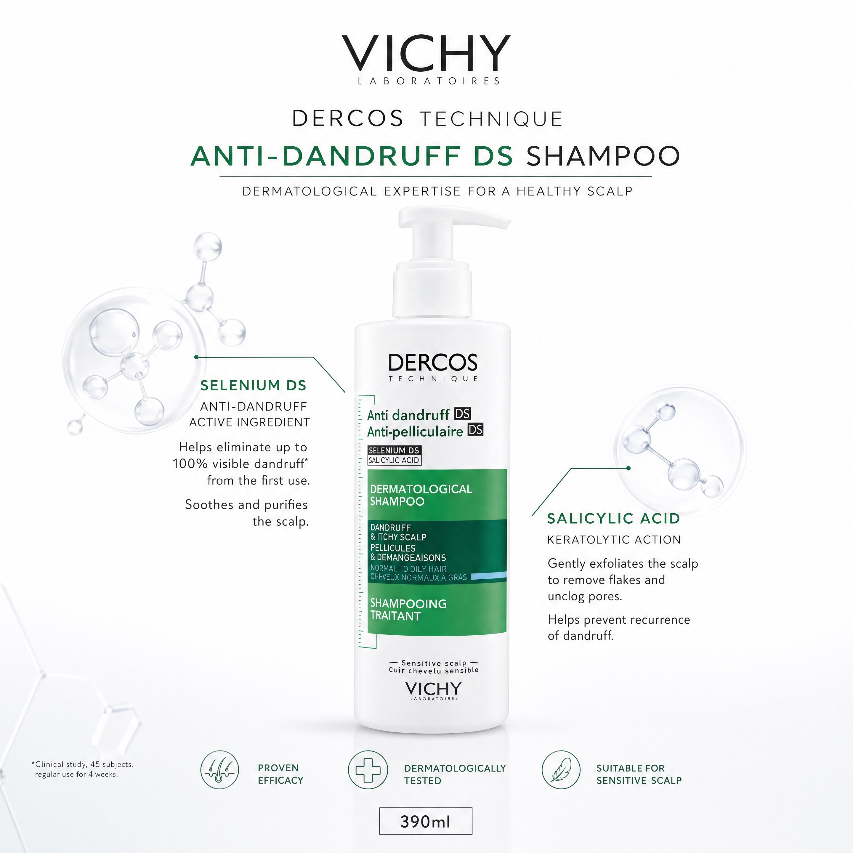 Vichy Dercos DS Shampoo Active Ingredients Selenium DS and Salicylic Acid