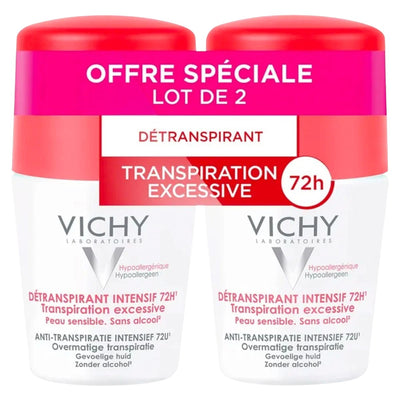 Vichy Détranspirant Intensif 72H Anti-Perspirant Roll-On (2-Pack) 2×50ml
