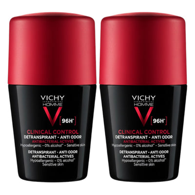 Vichy Homme Clinical Control 96H Anti-Odor Antiperspirant Roll-On – 2 Pack (2×50ml)