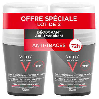 Vichy Homme Extreme-Control Anti-Perspirant 72H – Sensitive Skin (2-Pack) 2×50ml